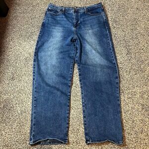 COVE Mens Baggy Jeans 36x32 Medium Blue Wash Wide Leg Stretch Denim